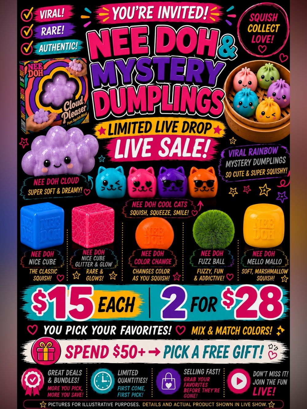 Charae_Nicole is going Live with Squishies, Nee Dohs, & Mystery Dumplings